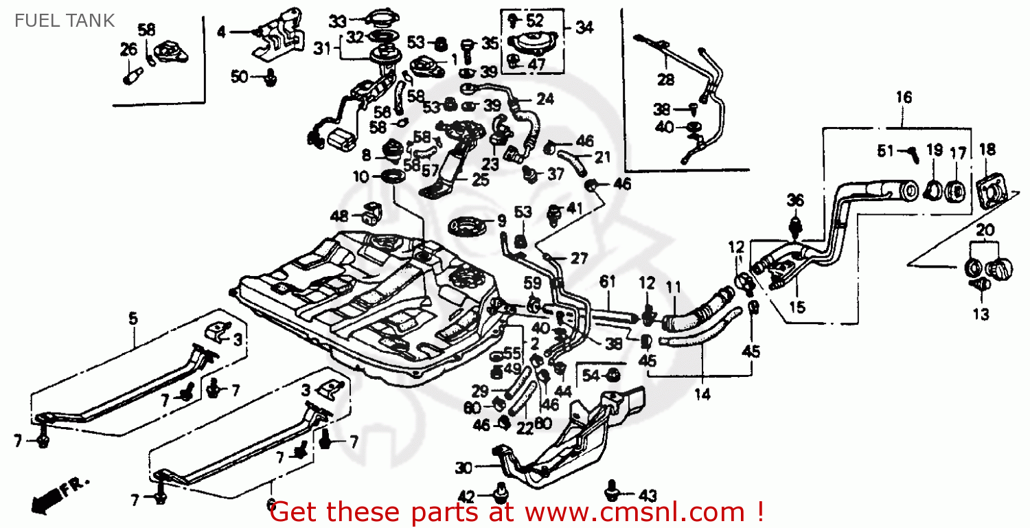 Honda Accord 1990 (l) 4dr Lx (ka,kl) Fuel Tank - schematic partsfiche