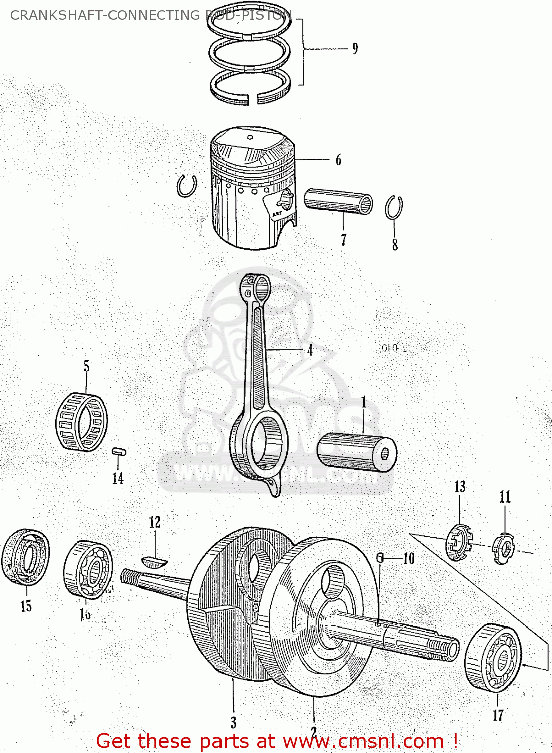 Honda C100 General Export Crankshaft Connecting Rod Piston Schematic