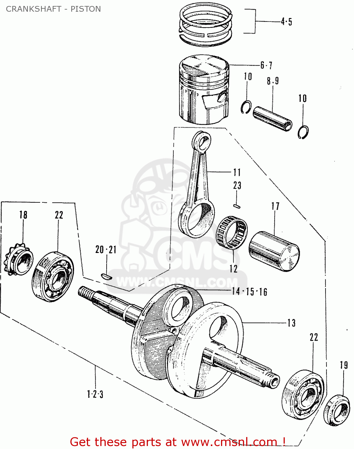 Honda C50 (england) Crankshaft - Piston - schematic partsfiche