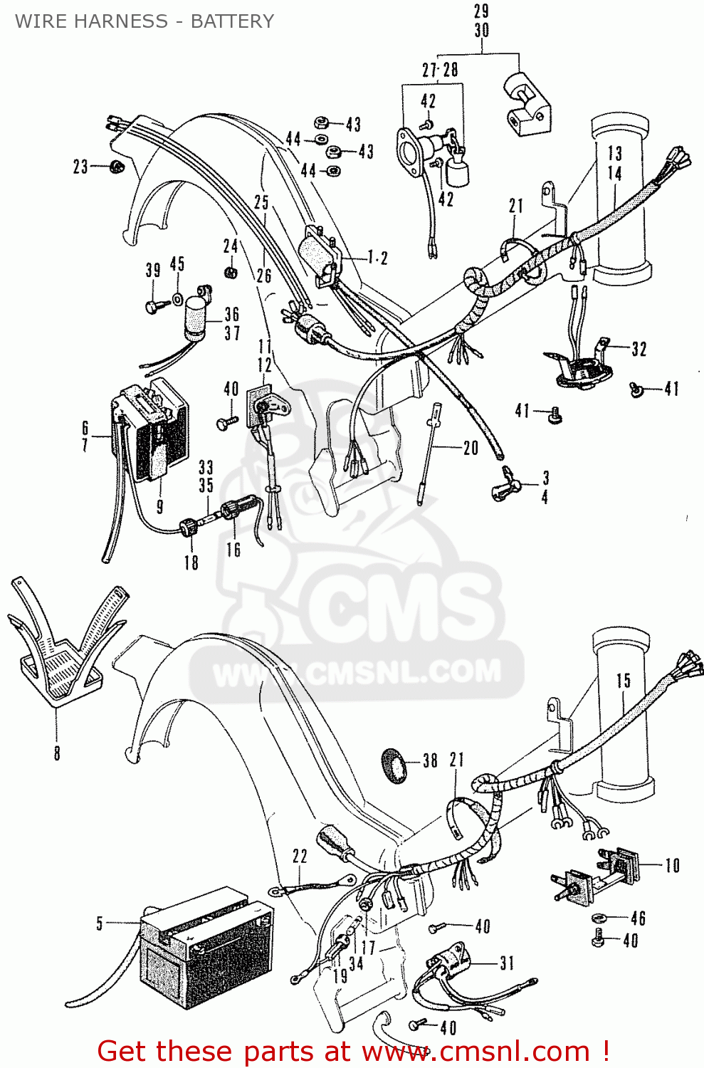 Honda C50 (england) Wire Harness - Battery - schematic ... yamaha chappy wiring diagram 