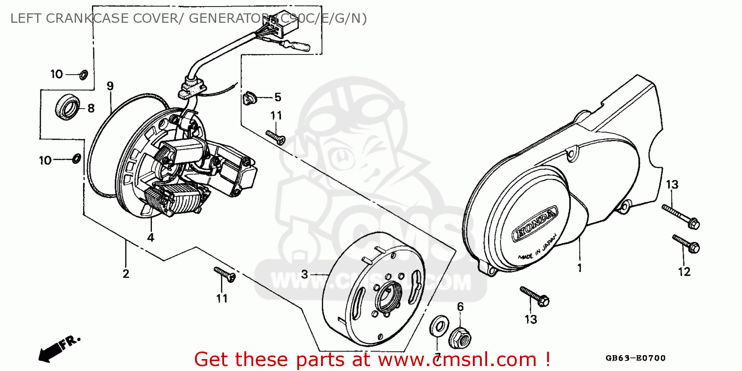 Honda C Cub N England Ssw Left Crankcase Cover Generator