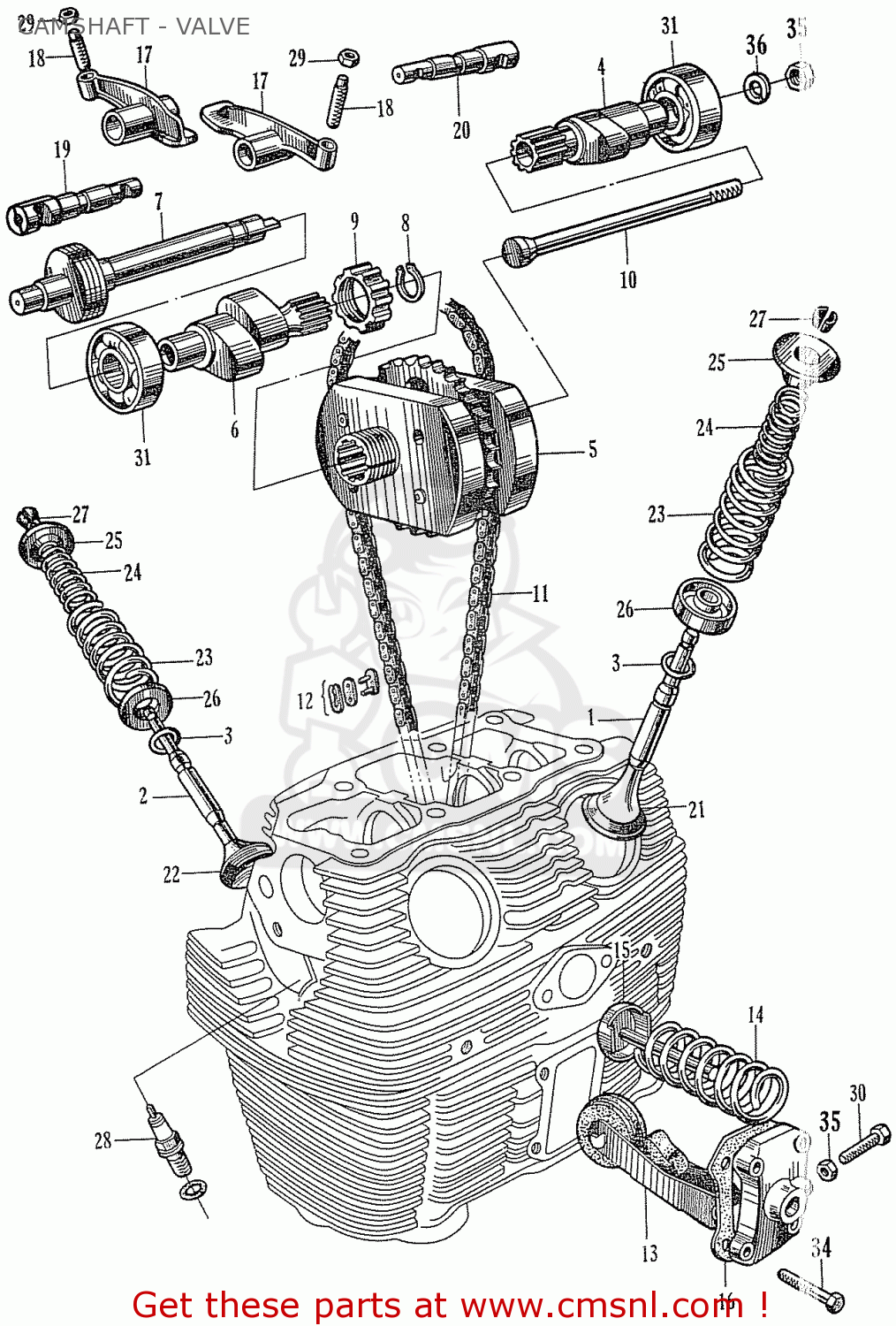 Honda Ca77 Dream Touring 305 Usa Camshaft Valve schematic partsfiche