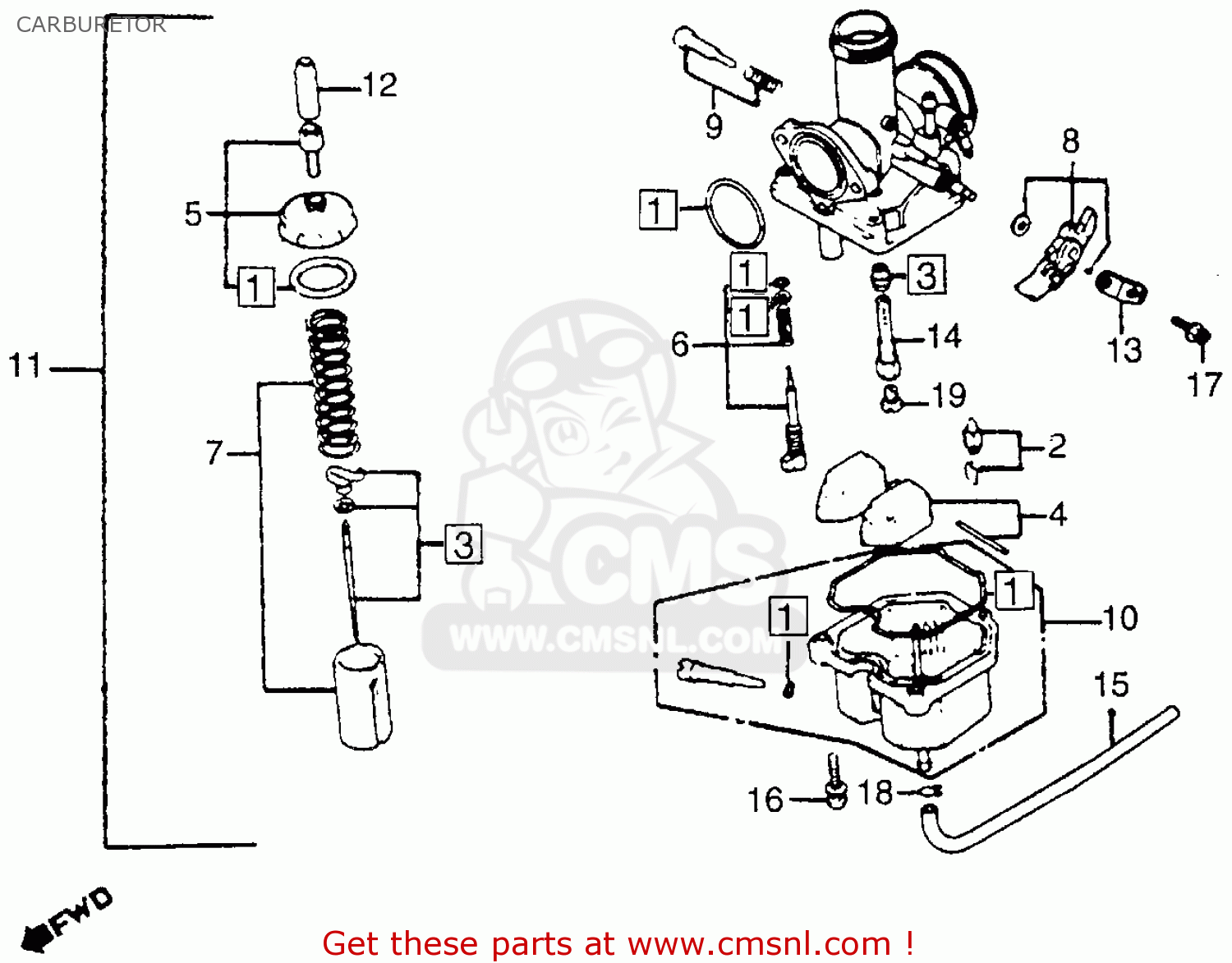 Honda Cb125s 1980 Usa Carburetor - Schematic Partsfiche