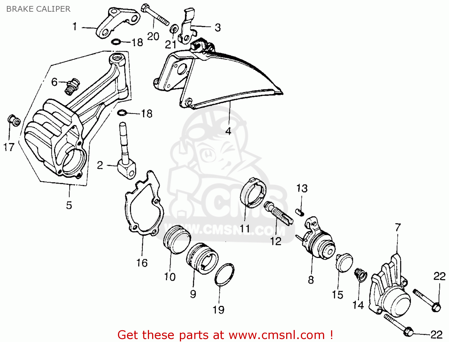 Honda Cb200t 1976 Usa Brake Caliper - schematic partsfiche