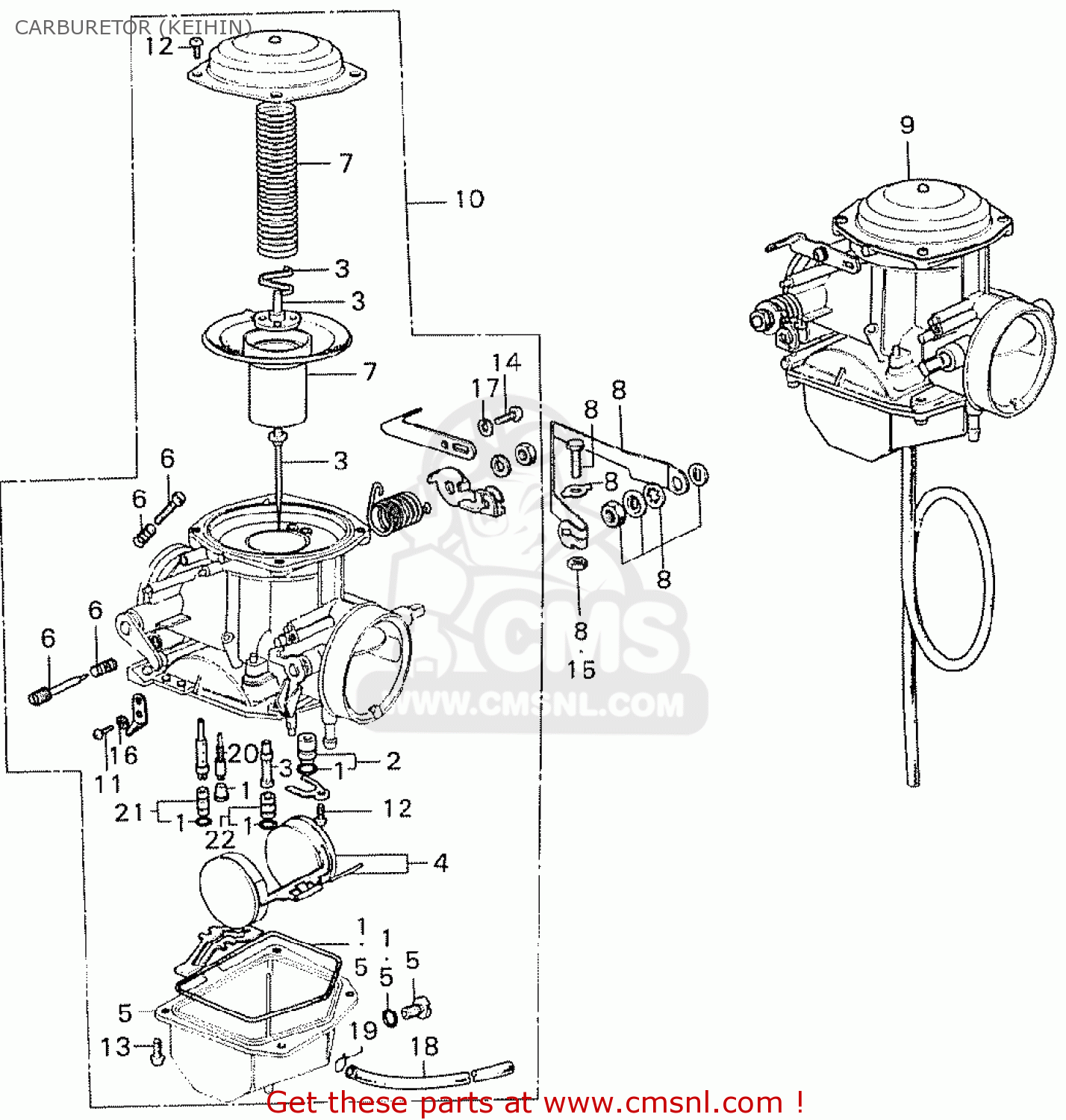 Honda Cb250k0 Sweden Carburetor (keihin) - schematic partsfiche