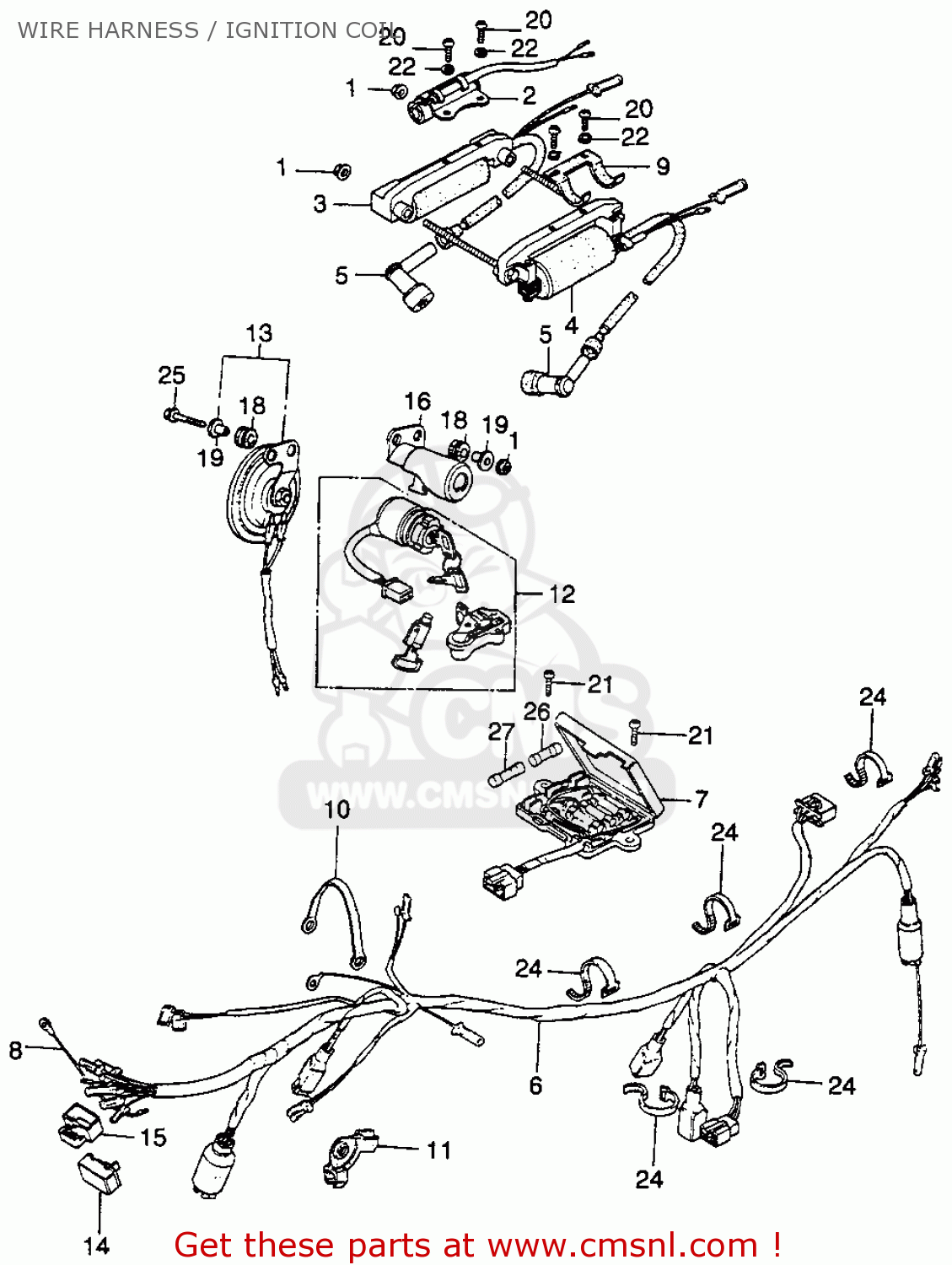 Honda Cb360 Sport 1974 Usa Wire Harness / Ignition Coil - schematic