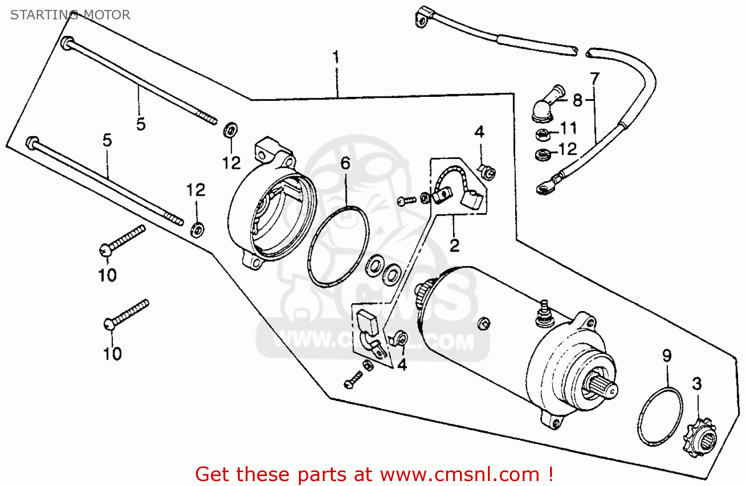 Honda Cb360 1974 Usa Starting Motor schematic partsfiche