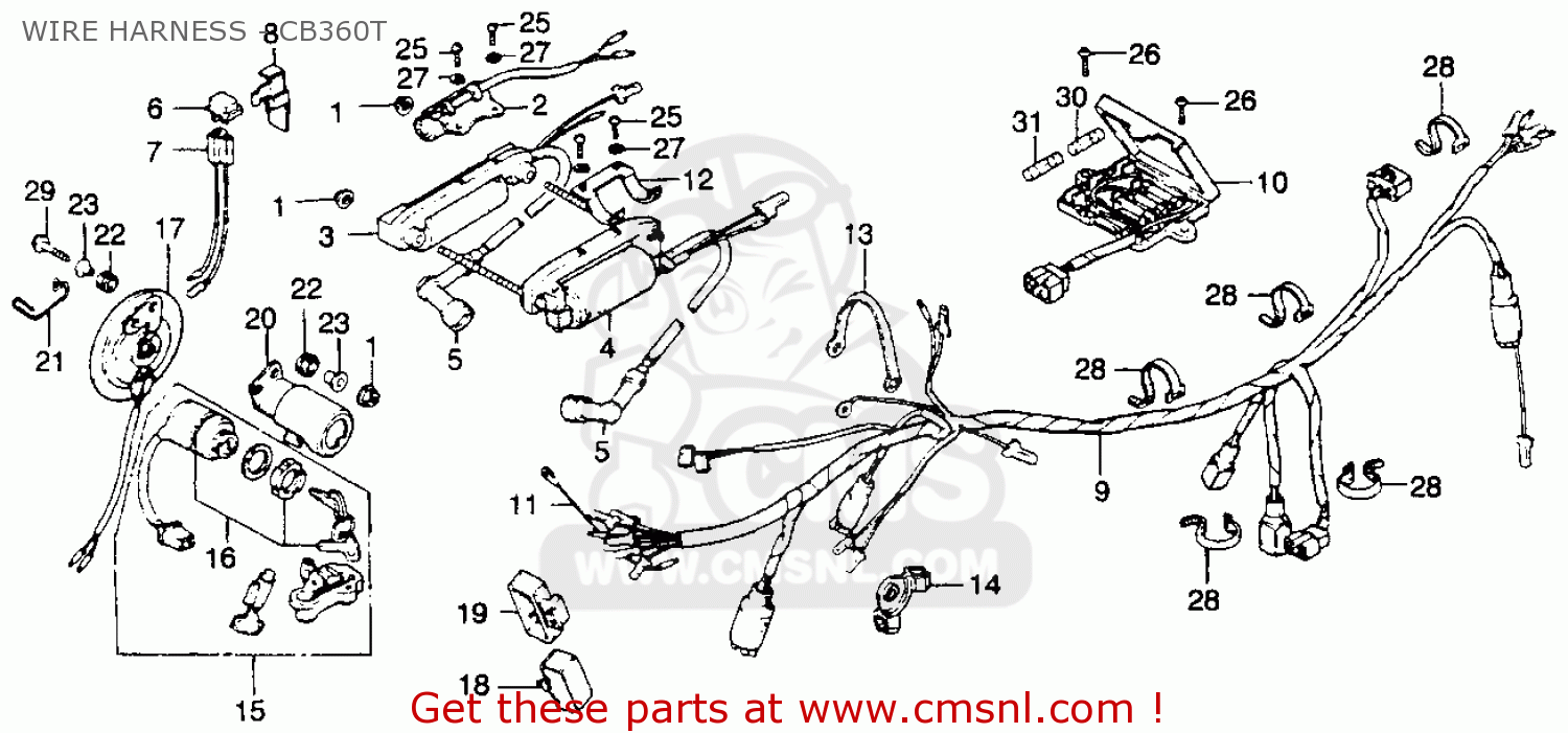 Honda Cb360tk0 1975 Usa Wire Harness - Cb360t - schematic partsfiche