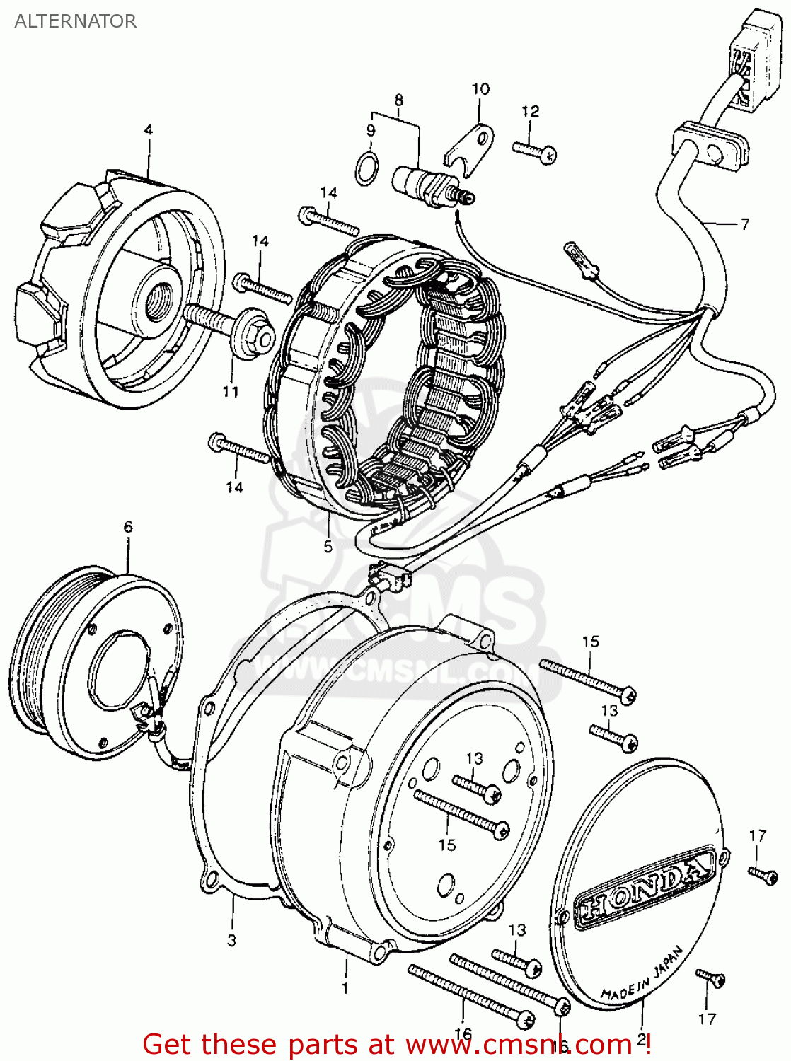 Honda Cb400f Super Sport 400 Four K0 1975 Usa Alternator schematic