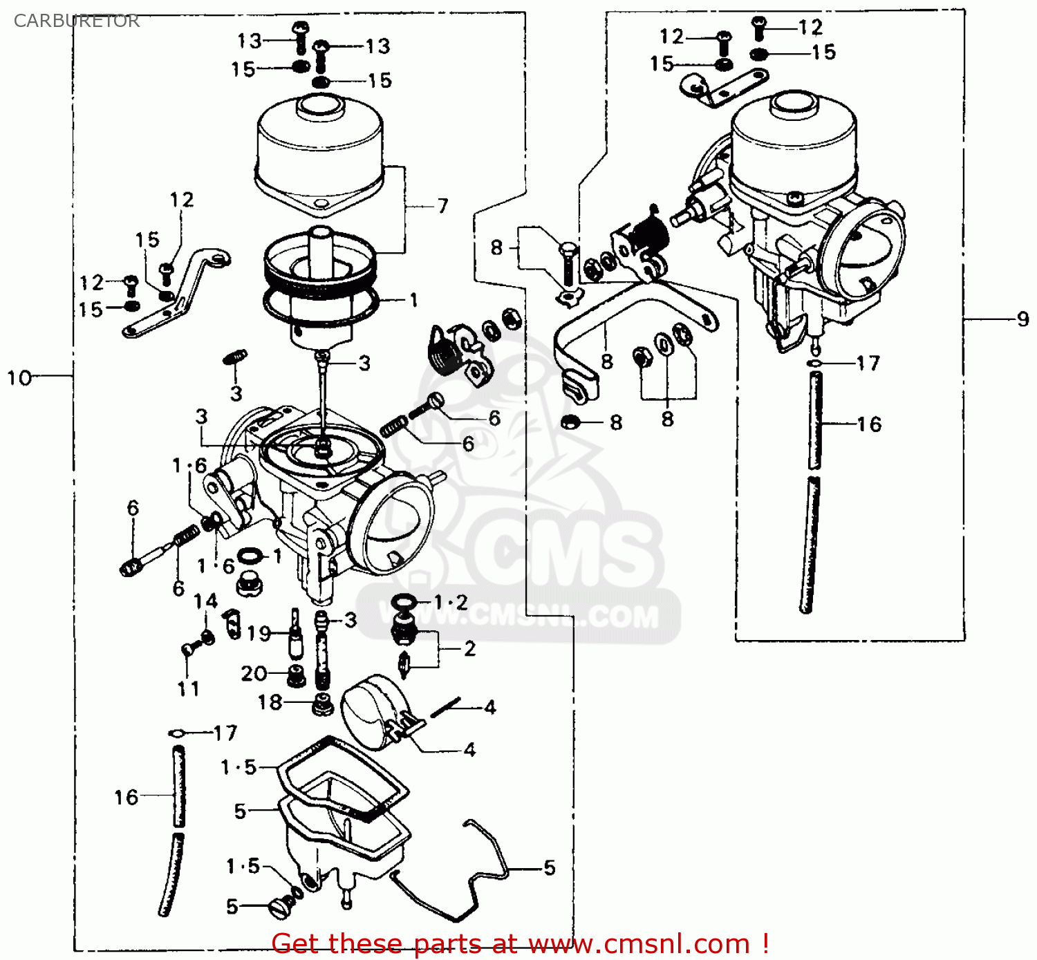 Honda Cb450 Super Sport 450 K5 1972 Usa Carburetor schematic partsfiche