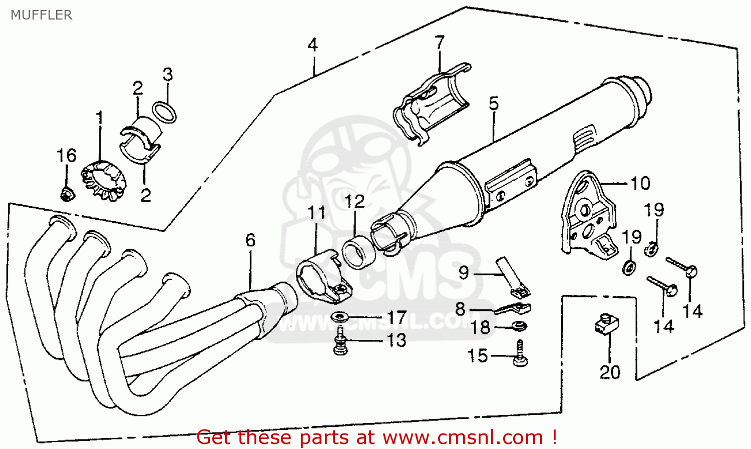Honda Cb550f2 Super Sport 550 Four 1977 (u.s.a) Muffler ... honda cb550f wiring diagram 