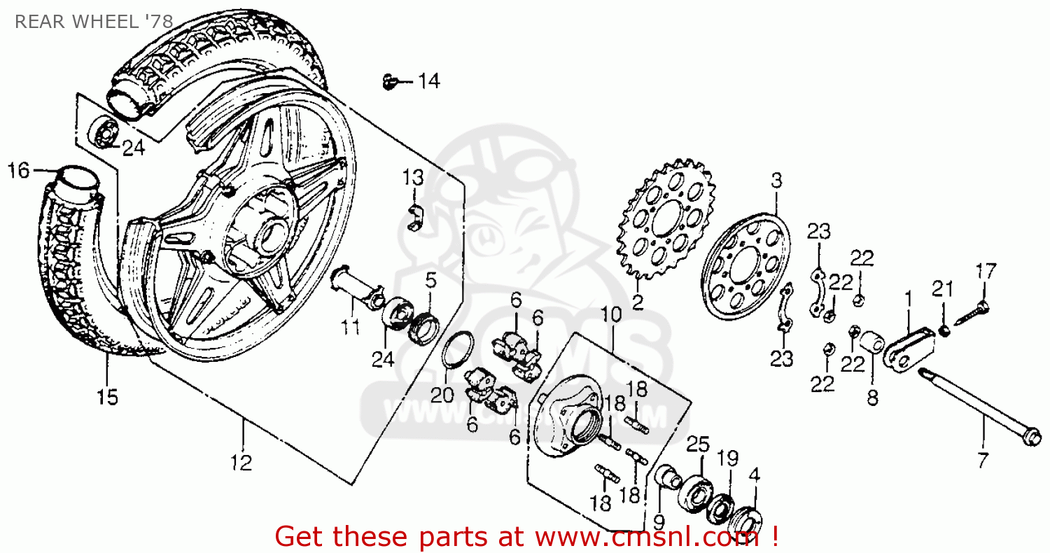 Honda Cb750a 750 Hondamatic 1978 Usa Rear Wheel '78 ... tire chain diagram 