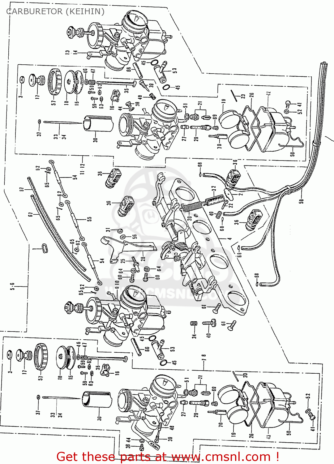Honda Cb750k0 Four Australia Carburetor (keihin) - schematic partsfiche
