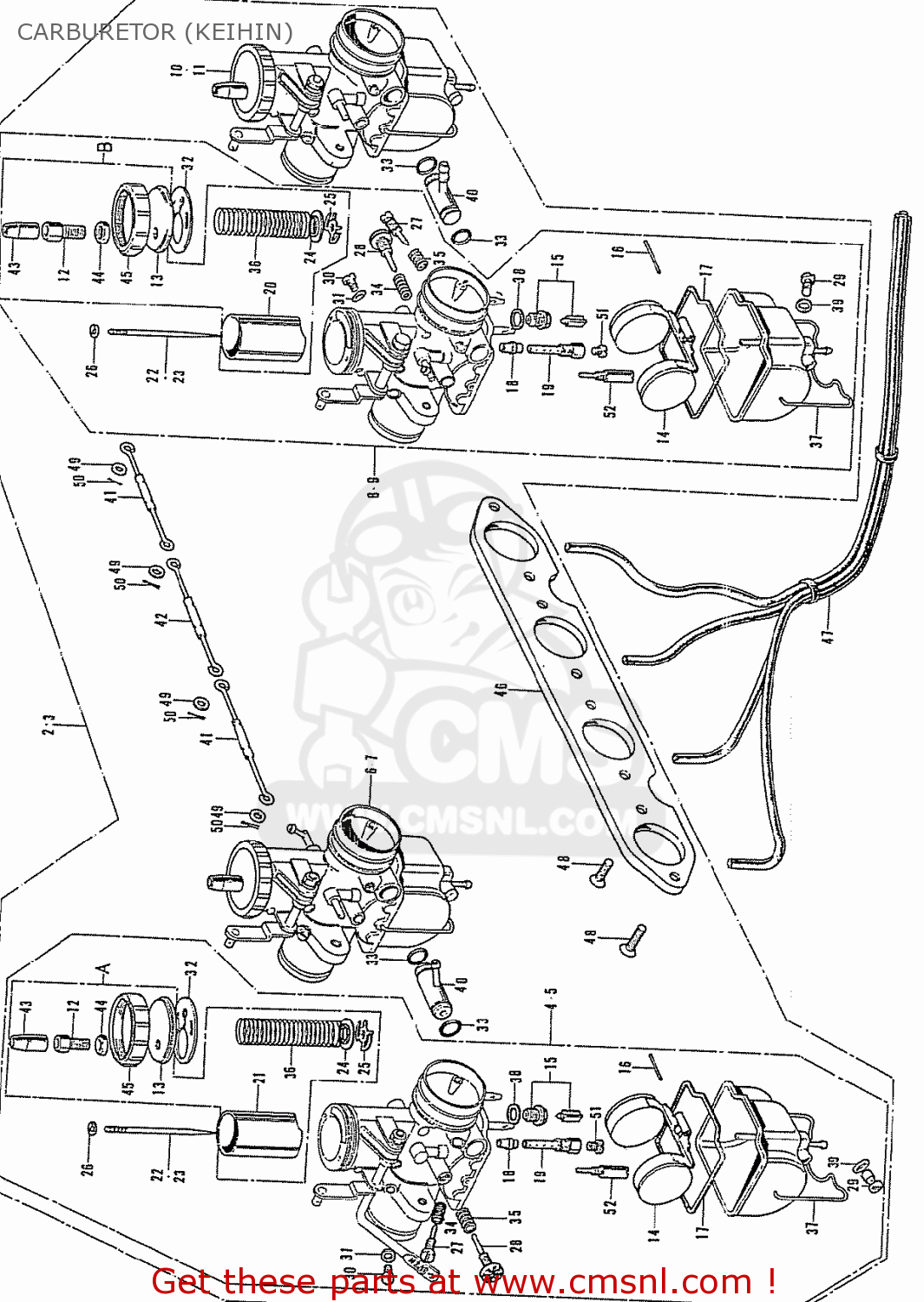 Honda Cb750k2 Australia Carburetor (keihin) - schematic partsfiche