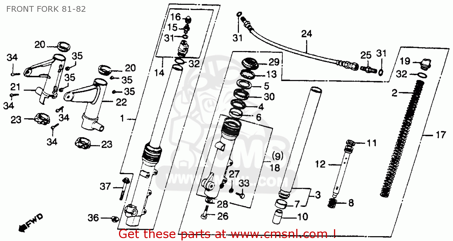 Honda Cb900c 900 Custom 1981 (b) Usa Front Fork 8182 schematic