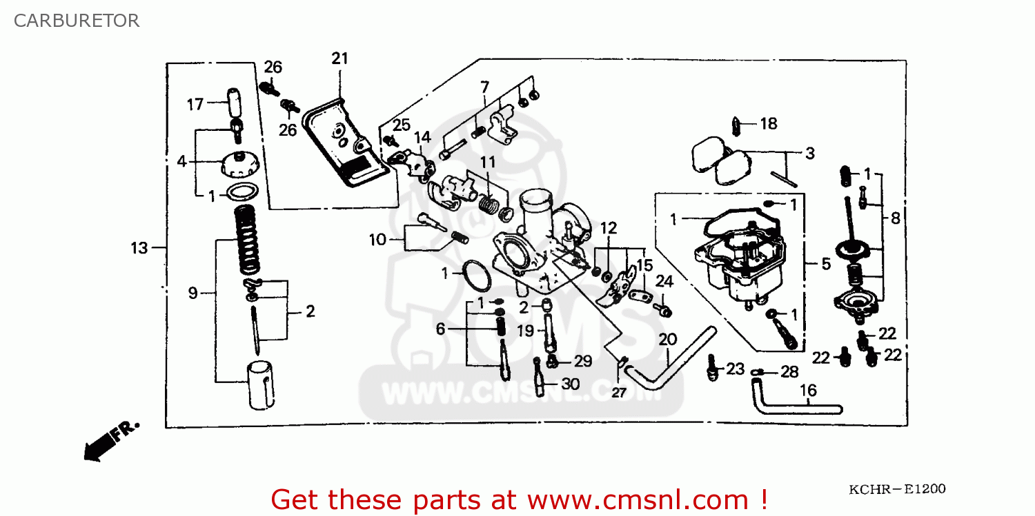 Honda Cg125 1995 England Carburetor - schematic partsfiche