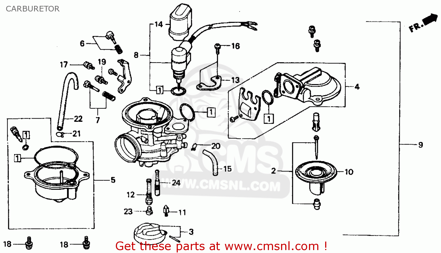 Honda Ch80 Elite 80 1987 (h) Usa Carburetor schematic partsfiche