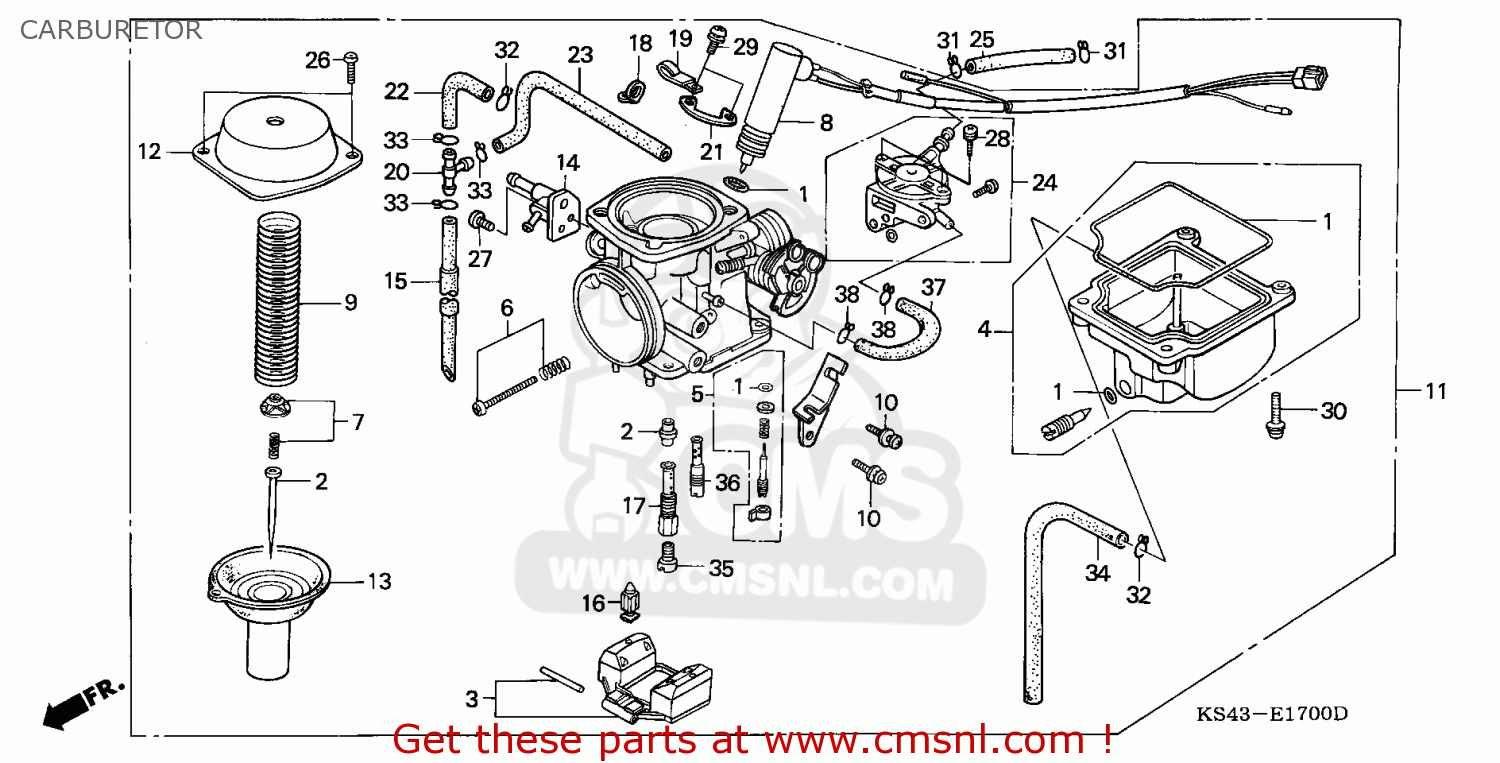 Honda Cn250 Helix 1990 England / Mph Carburetor - schematic partsfiche