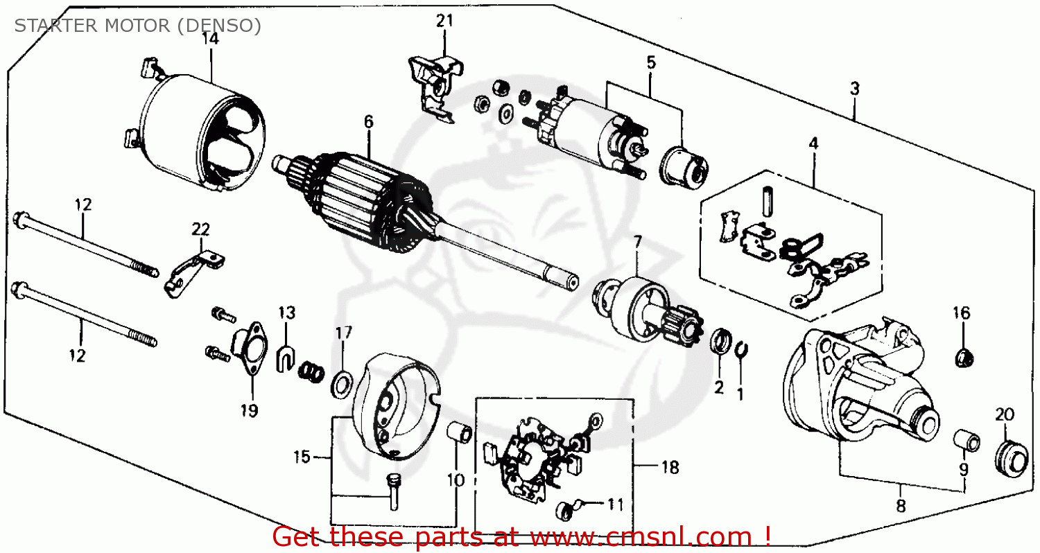 Honda Crx 1991 2dr Hf (ka,kh,kl) Starter Motor (denso) schematic