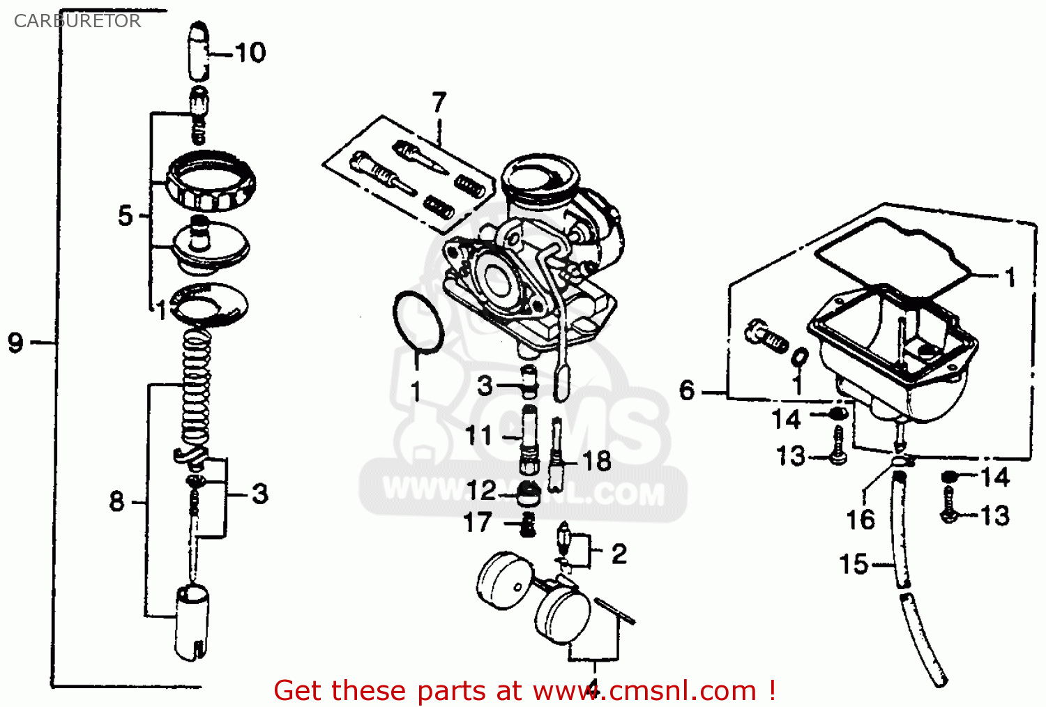Honda Ct125 Trail 125 1977 Usa Carburetor schematic partsfiche