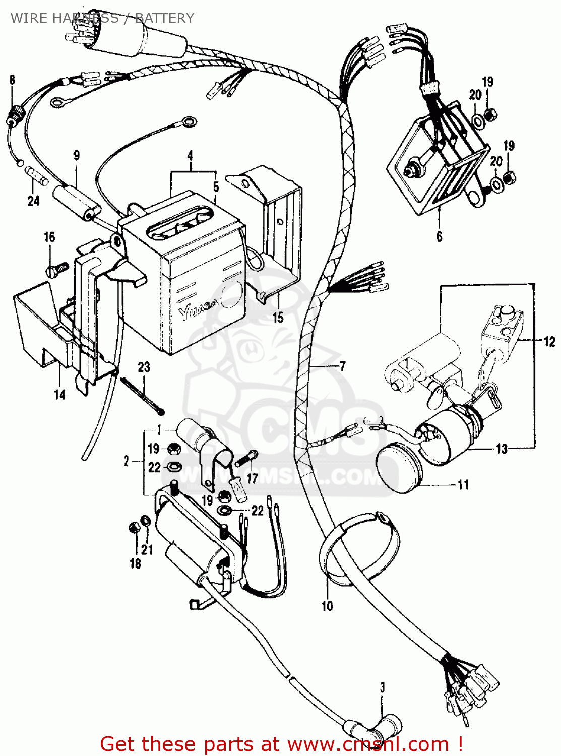 Honda Ct90 Trail 1971 K3 Usa Wire Harness / Battery - schematic partsfiche