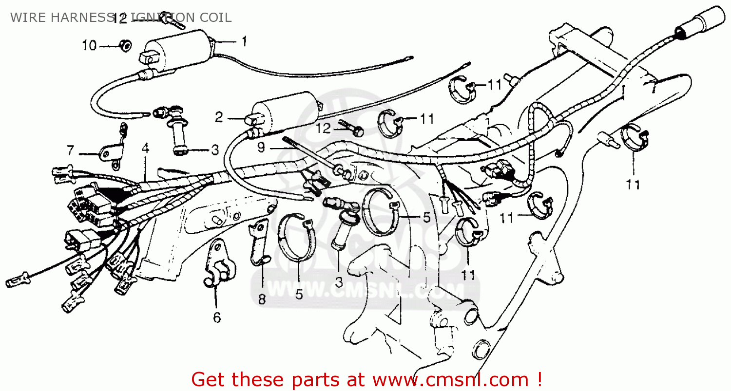 Honda Cx500 1978 Usa Wire Harness / Ignition Coil - schematic partsfiche
