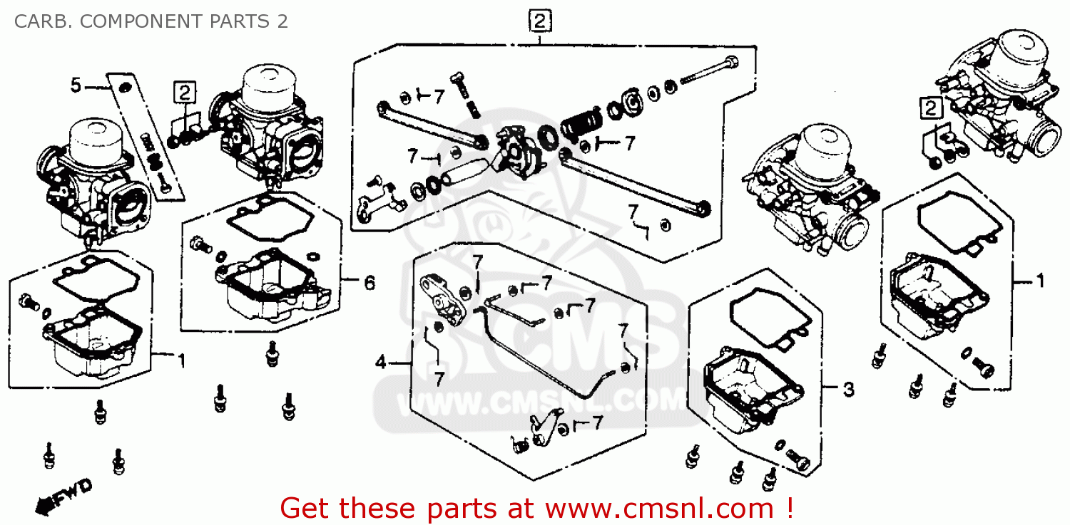 Honda Gl1100 Goldwing 1982 (c) Usa Carb. Component Parts 2 - schematic