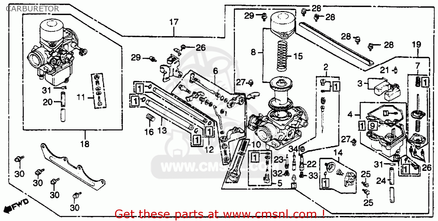 Honda Gl500 Silverwing 1982 (c) Usa Carburetor - schematic partsfiche