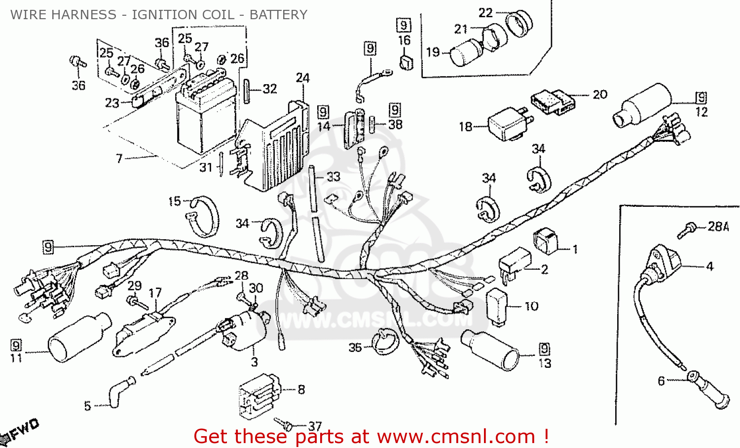 Honda Mbx50 Swdf (belgium) Wire Harness - Ignition Coil ... honda s90 wiring schematic 