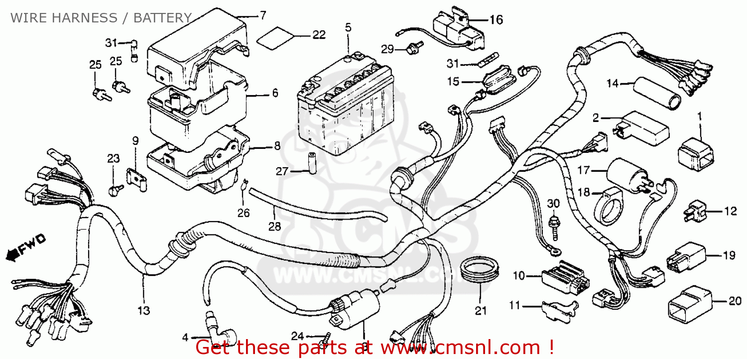 Honda Nu50m Urban Express Deluxe 1982 (c) Usa Wire Harness / Battery