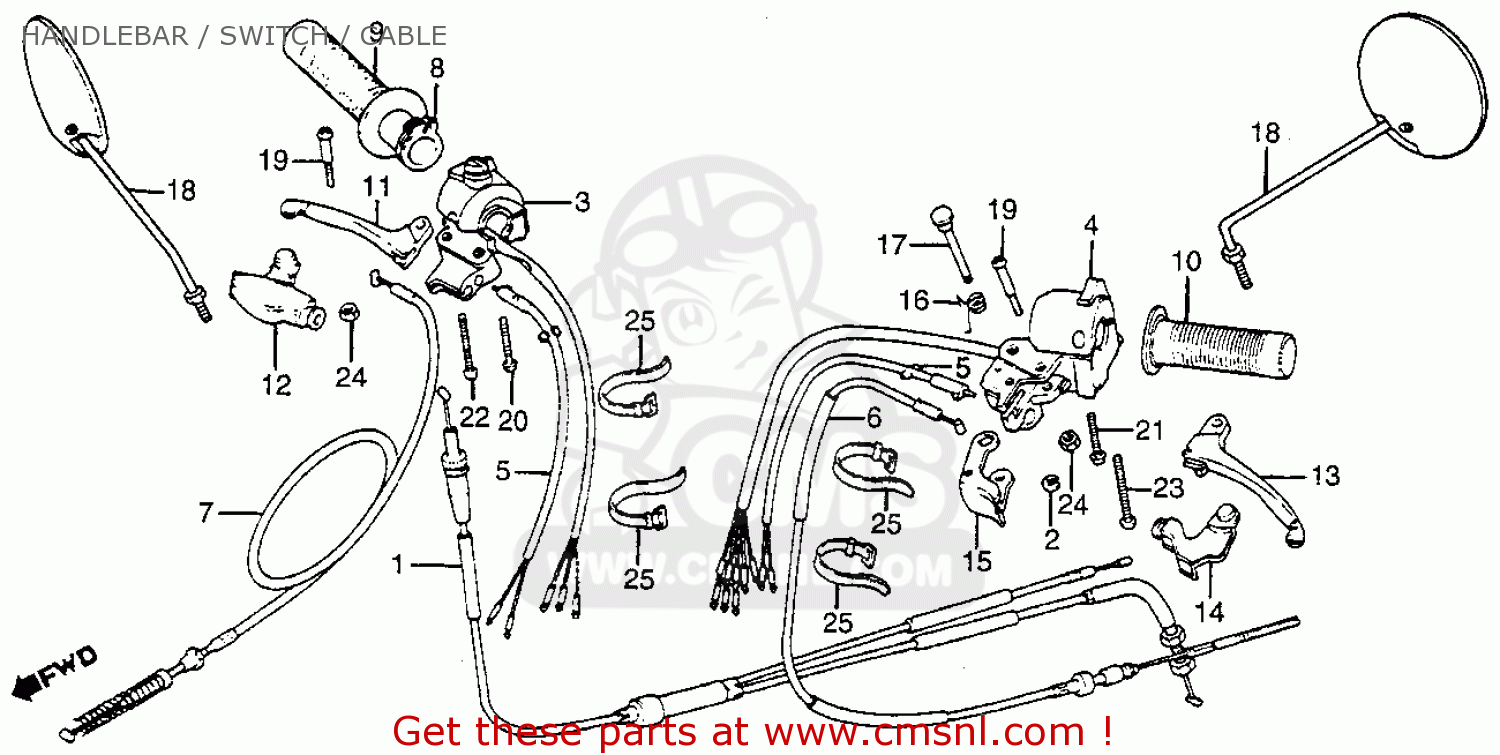 Honda Nx50m Express Sr 1981 Usa Handlebar / Switch / Cable ... honda nx 250 wiring diagram 