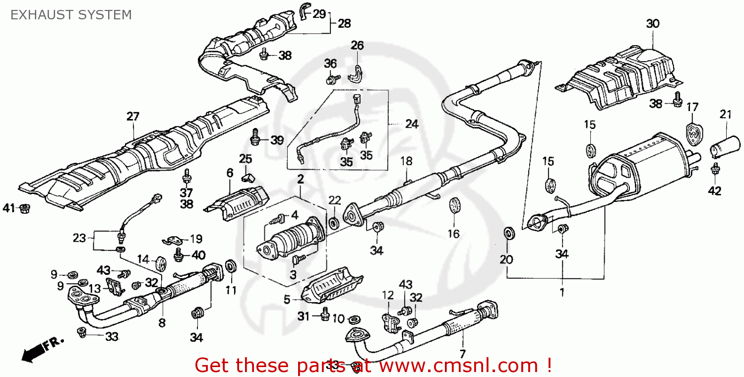 Honda Prelude 1992 (n) 2dr Si 4ws (ka,kl) Exhaust System schematic