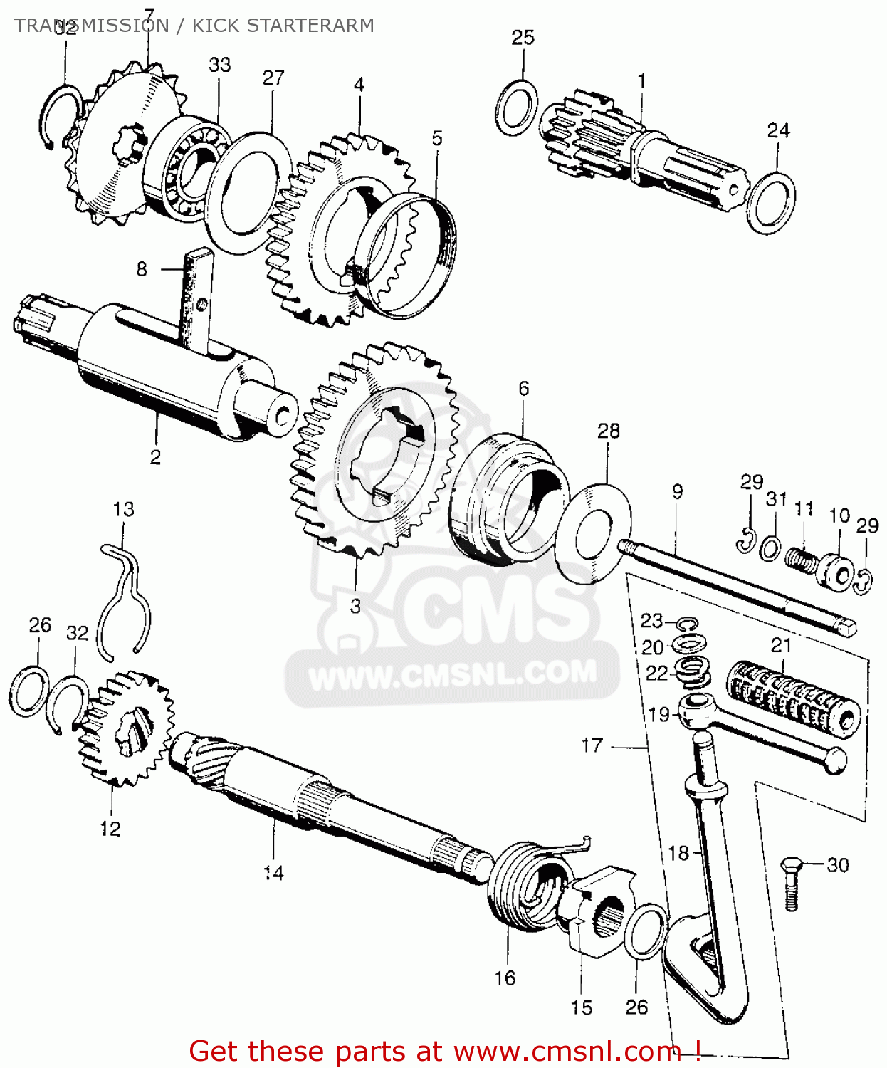 Honda Qa50 1970 Qa50k0 Usa Transmission / Kick Starterarm schematic