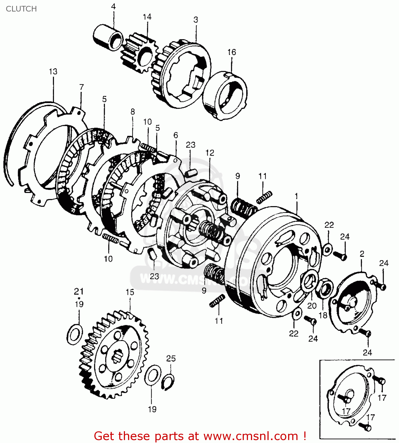 Honda Qa50 1973 K1 Usa Clutch schematic partsfiche