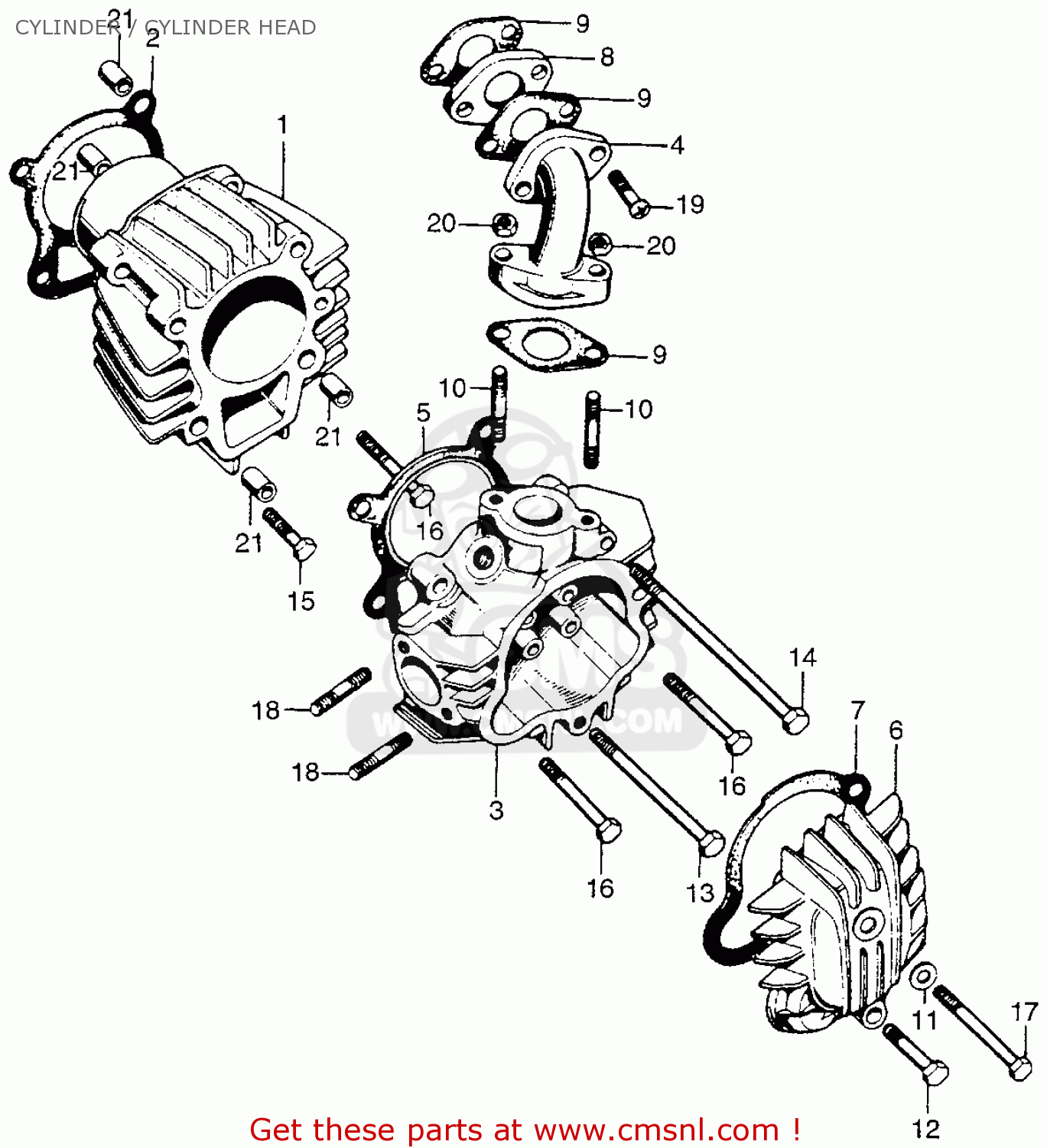 Honda Qa50 1975 K3 Usa Cylinder / Cylinder Head schematic partsfiche