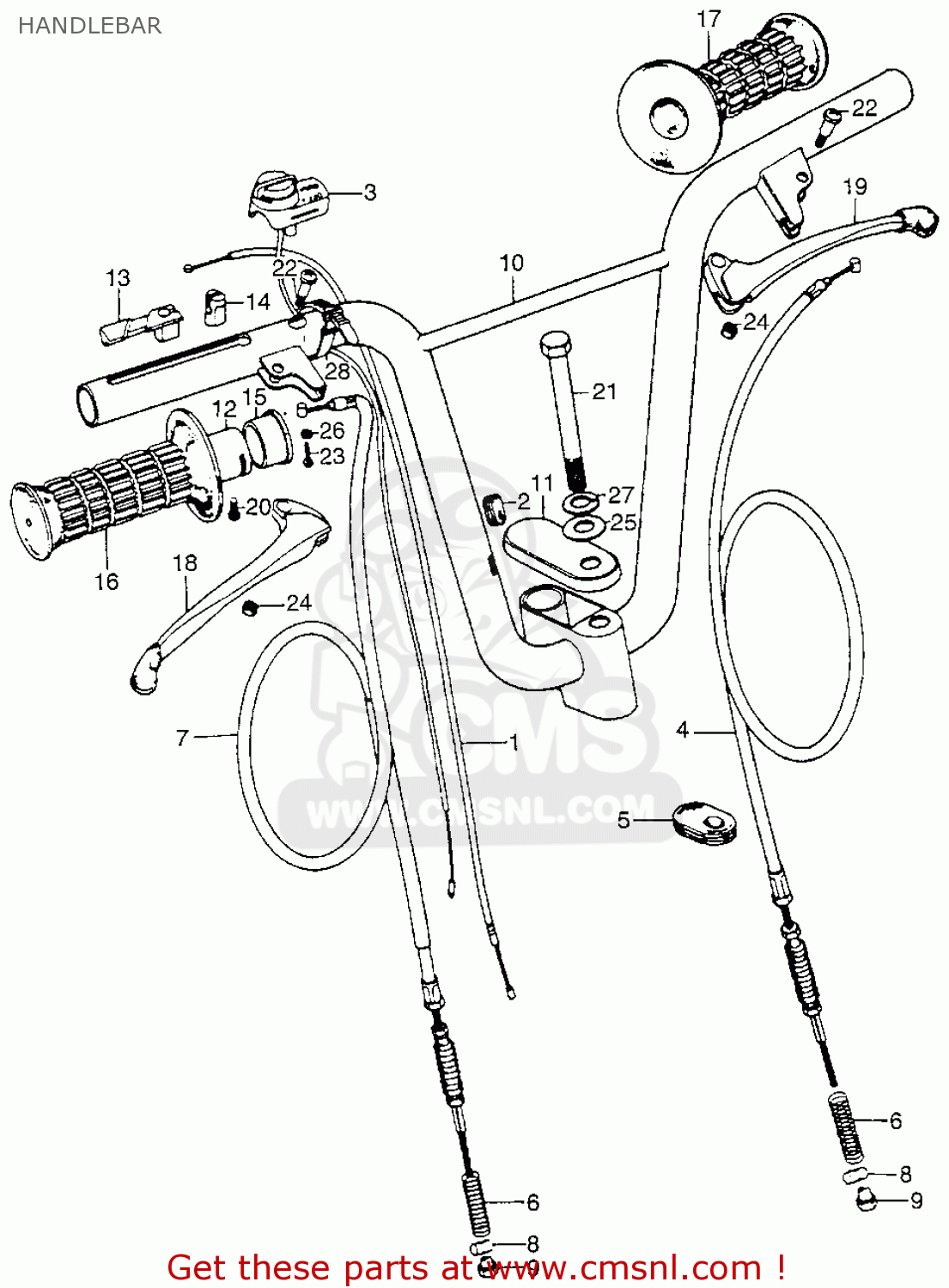 Honda Qa50 1975 K3 Usa Handlebar schematic partsfiche