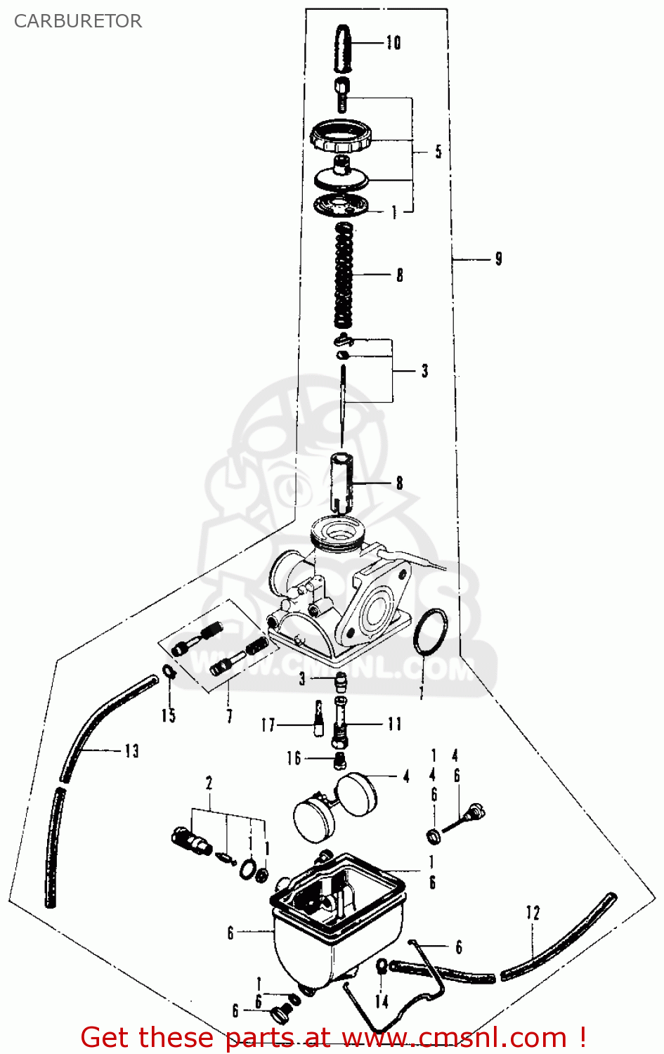 Honda Sl70 Motosport 1971 K0 Usa Carburetor - schematic partsfiche