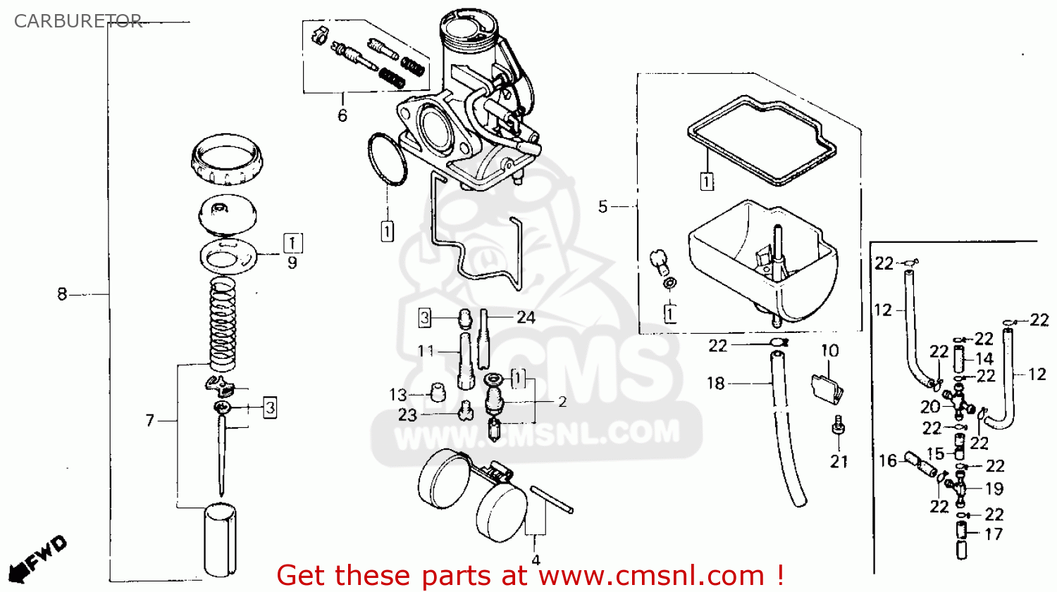 Honda Tlr200 Reflex 1987 (h) Usa California Carburetor schematic partsfiche