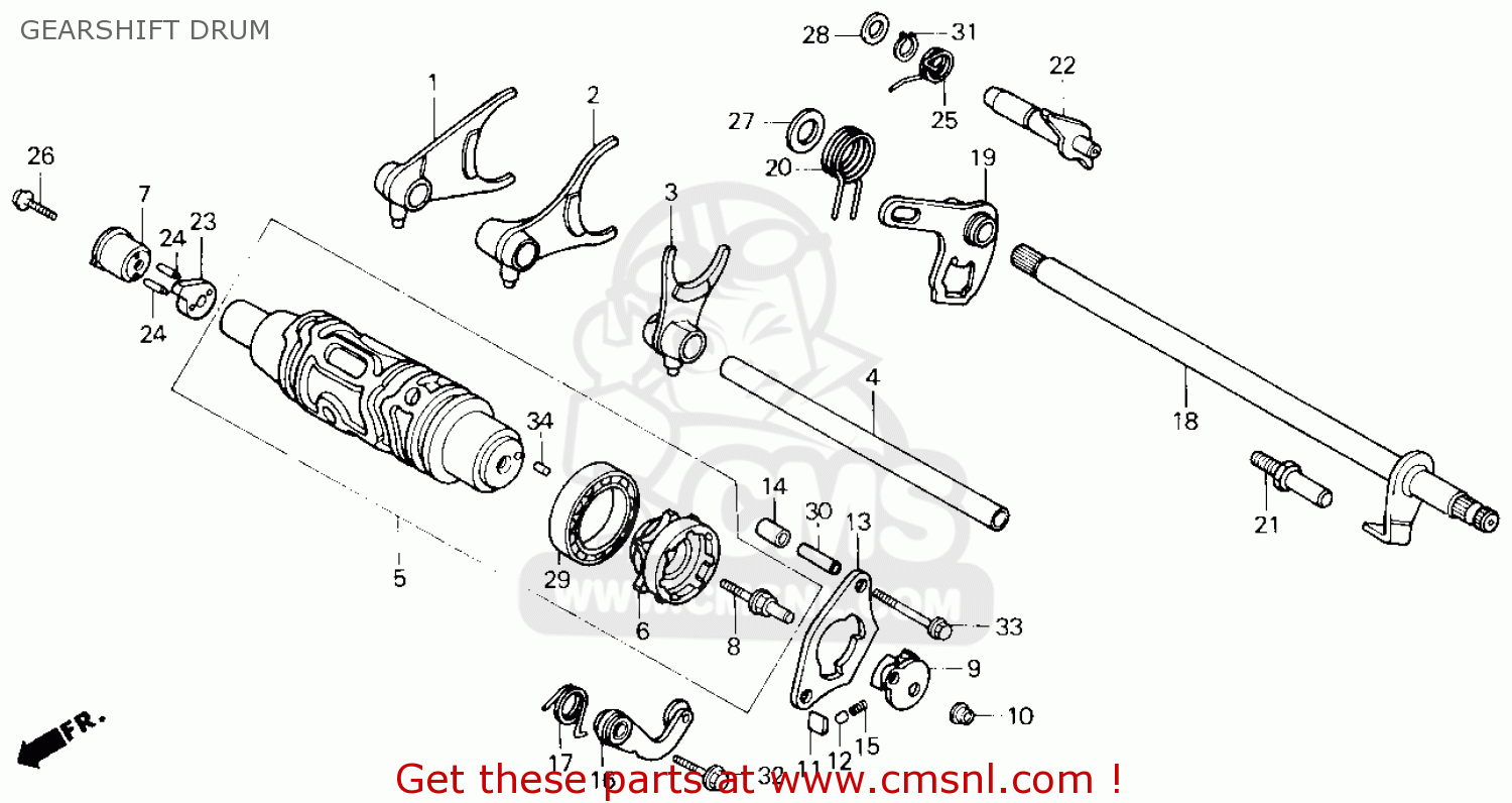 Honda Trx250 Fourtrax 250 1985 Usa Gearshift Drum schematic partsfiche