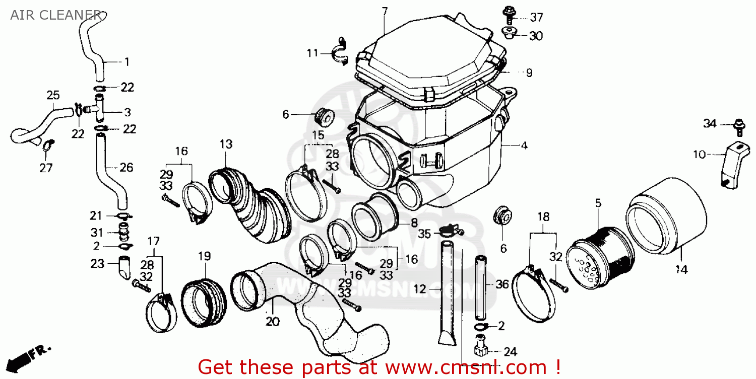 Honda Trx250 Fourtrax 250 1986 (g) Usa Air Cleaner - Schematic Partsfiche