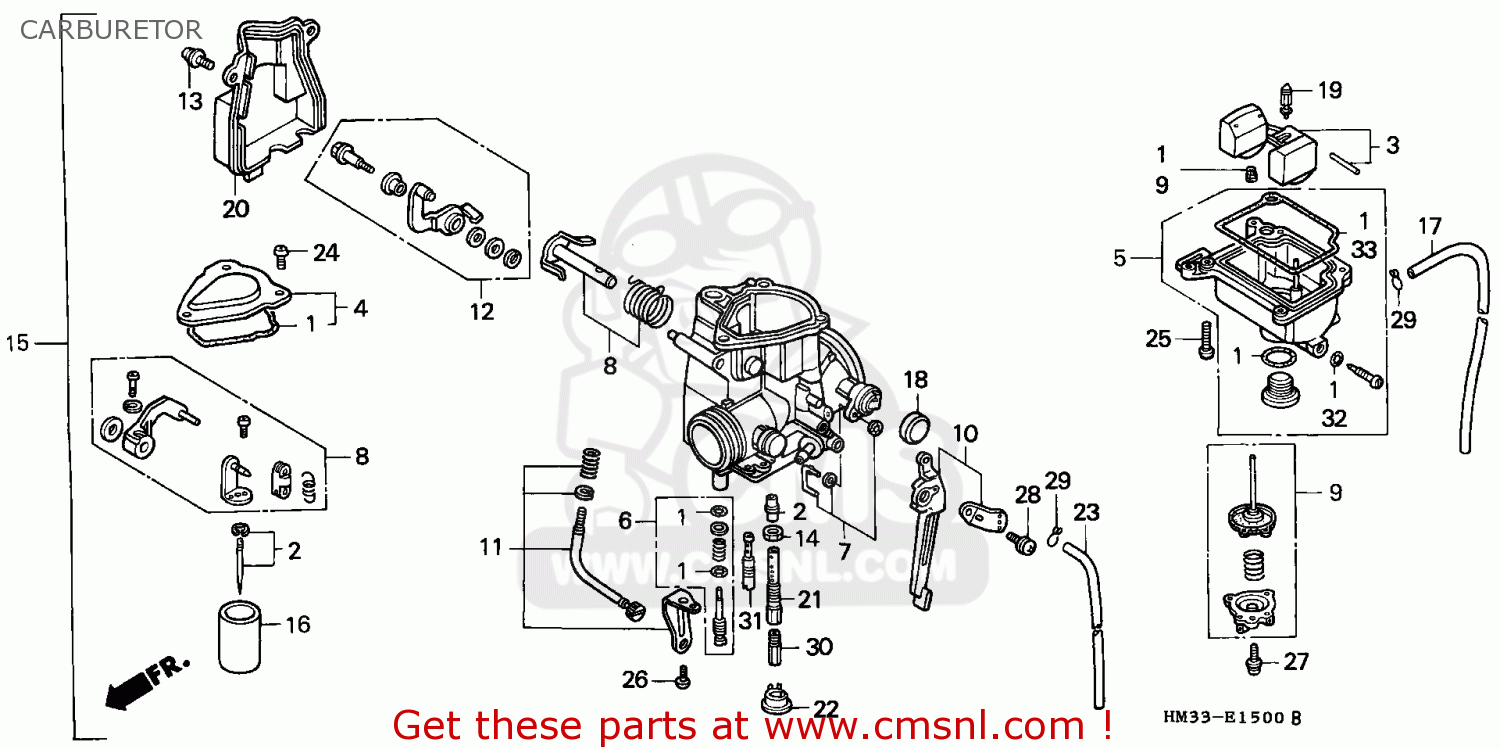 Honda Trx300ex Fourtrax 1994 Carburetor - schematic partsfiche