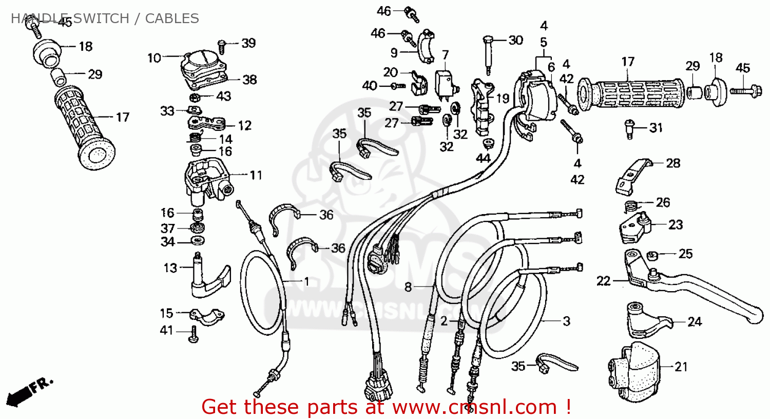 Honda Trx300ex Fourtrax 300ex 1993 (p) Usa Handle Switch / Cables