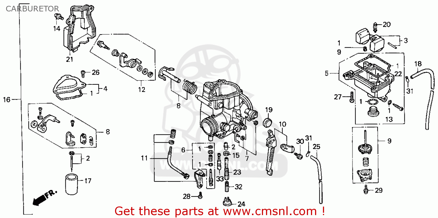 Honda Trx300ex Fourtrax 300ex 1998 Usa Carburetor schematic partsfiche