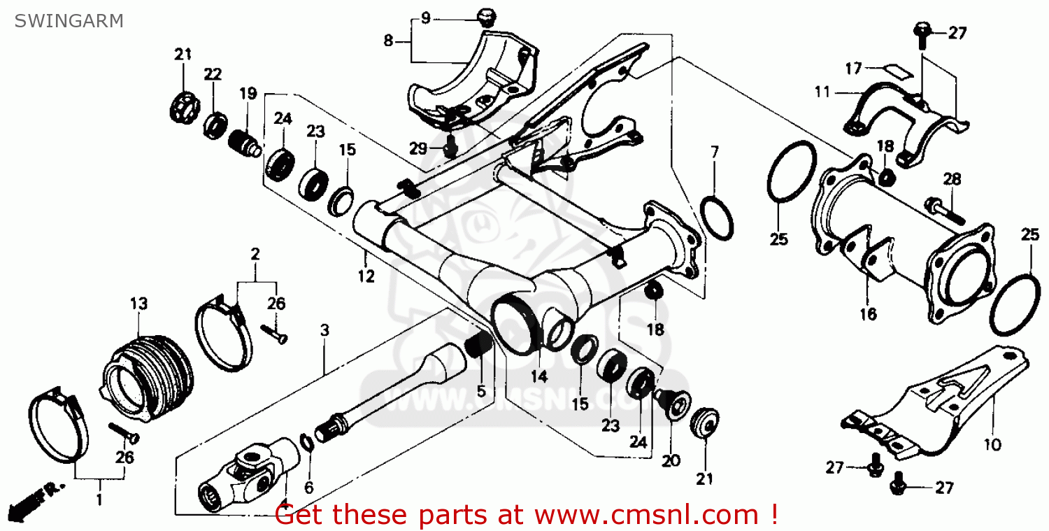 Honda Trx300fw Fourtrax 4x4 1991 M Usa Swingarm Schematic Partsfiche 6021