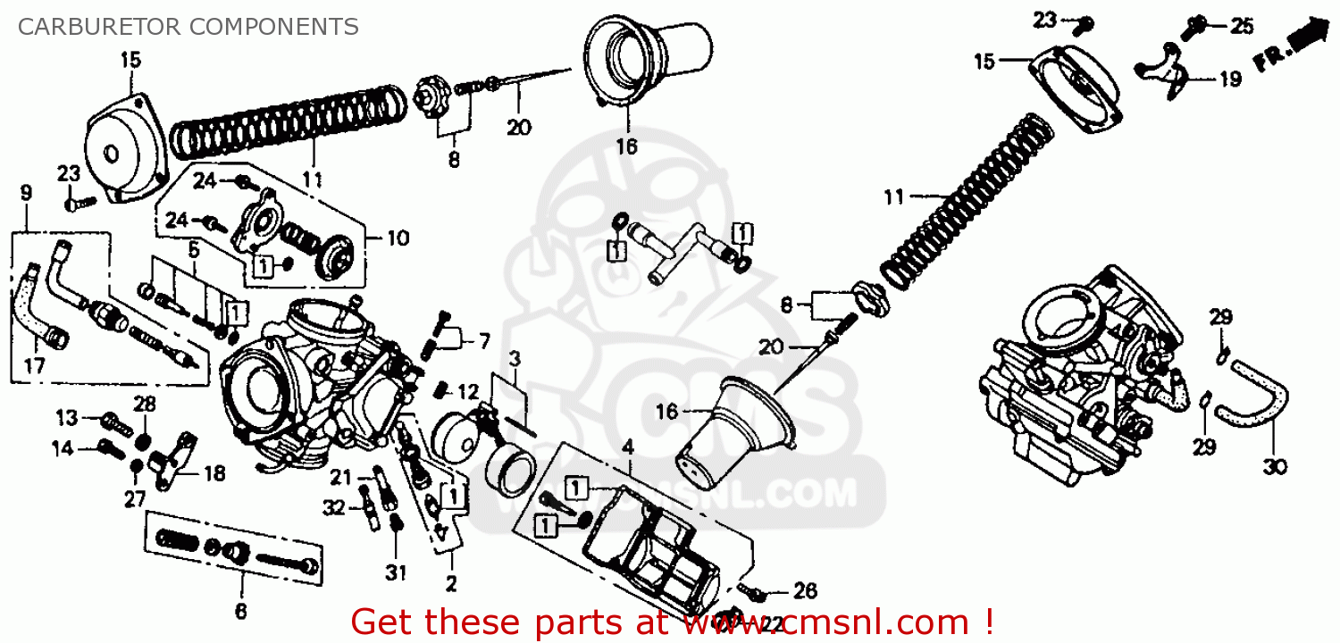 Honda Vt1100c Shadow 1100 1992 (n) California Carburetor Components