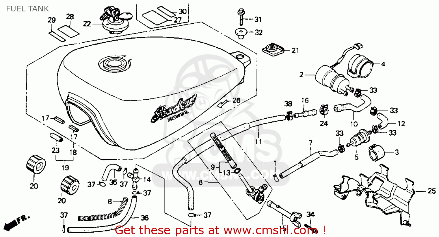 Honda Vt600c Shadow Vlx 1994 (r) Usa California Fuel Tank schematic