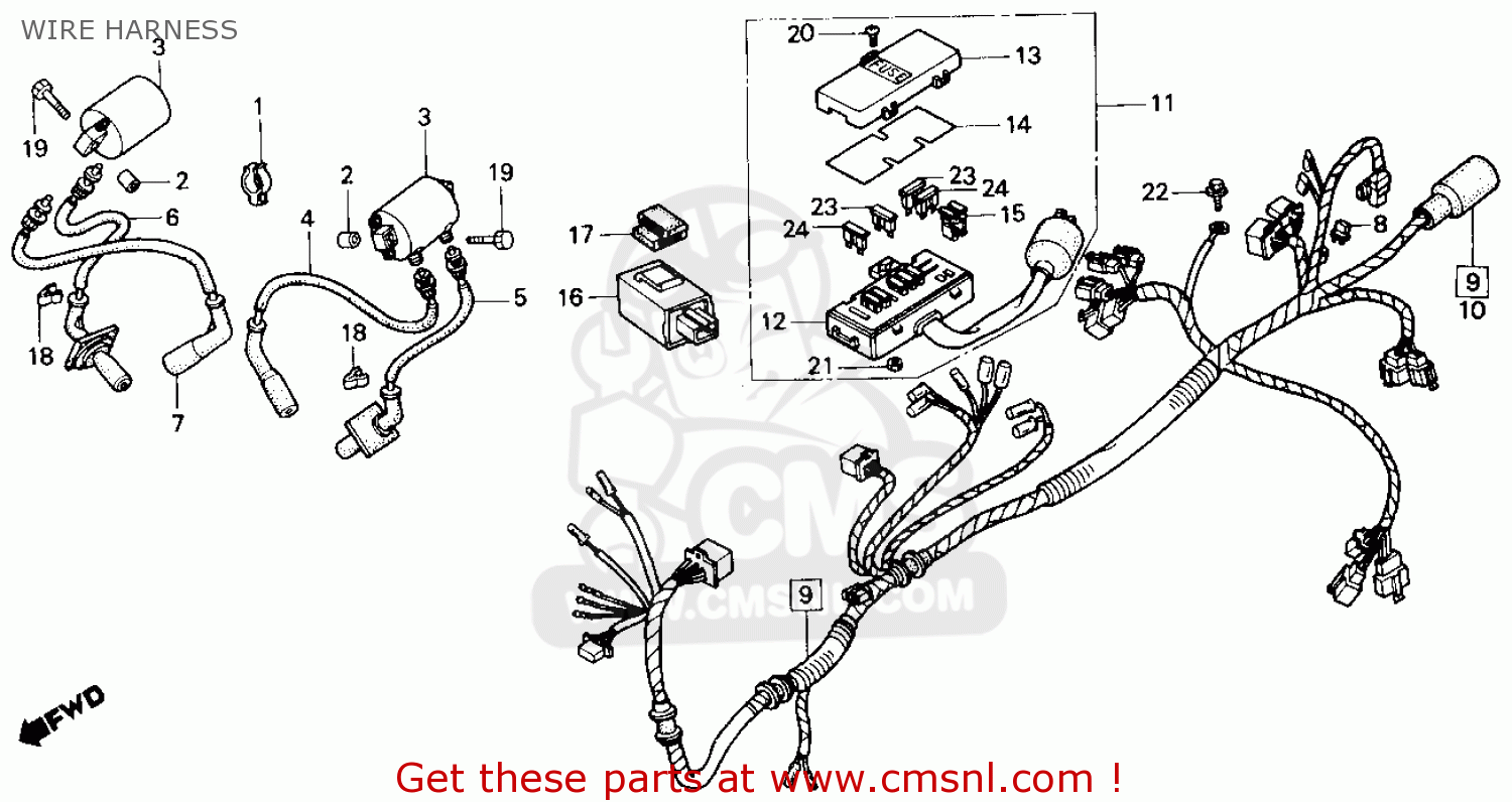 Honda Vt800c Shadow 1988 (j) Usa Wire Harness - schematic partsfiche