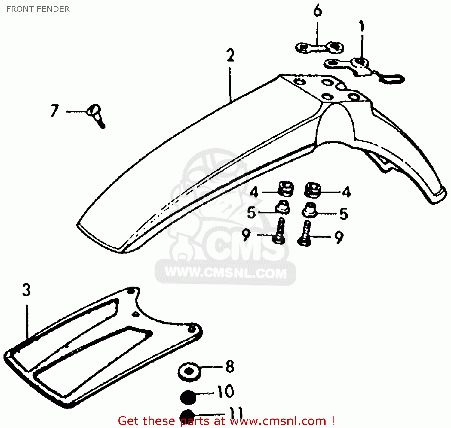 Honda Xl125 1976 Usa Front Fender Schematic Partsfiche