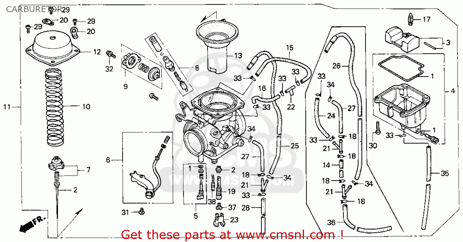 Honda Xr650l 1993 Usa Carburetor - schematic partsfiche