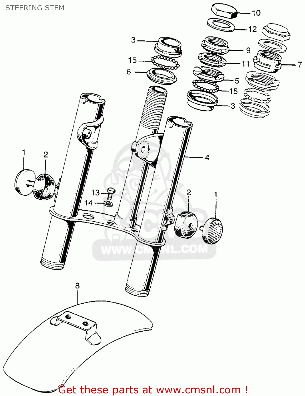 Honda Z50a Mini Trail 1968 Z50ak0 Usa Steering Stem - schematic partsfiche